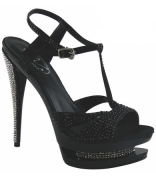 Sandalo nero in Raso e Strass