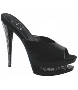 Sandalo nero in Vinile e Strass