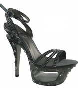 Sandalo nero in Raso e Strass